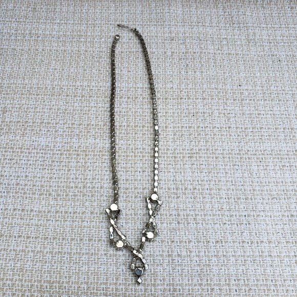 Vintage Clear Rhinestone Swag Drop Necklace 15" Choker - Picture 7 of 8